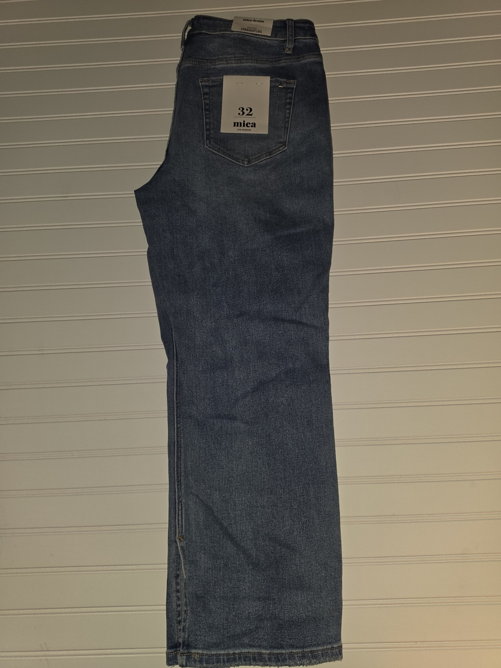 Mica Women's Straight Leg Cropped Distressed Jeans in Medium Blue
